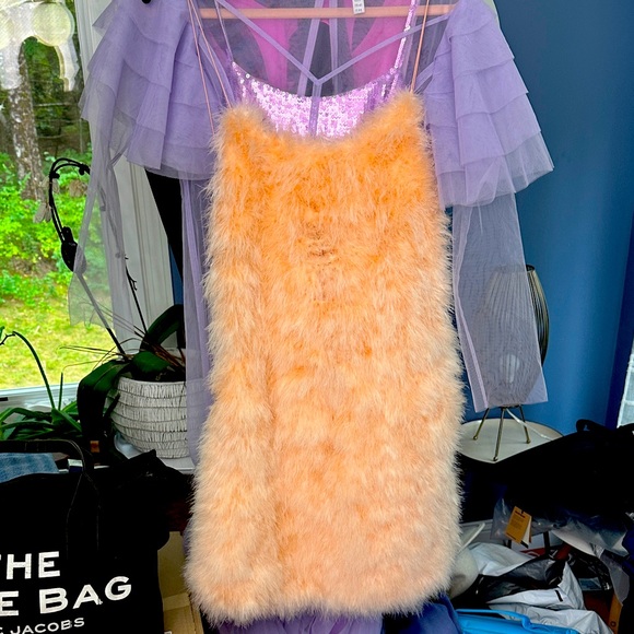 Jill Sander Fluffy VESTILTO FEATHER KNIT ROSE Dress - Picture 1 of 6